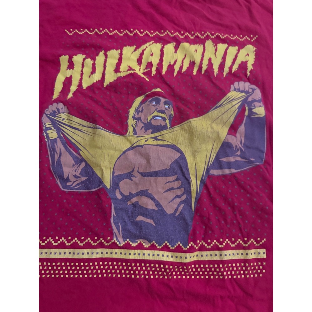 WWE Hulk Hogan "Hulkamania" Red and Yellow Graphic Tee Size Large